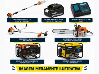 Máquinas, ferramentas e baterias